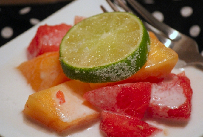 Watermelon Mango Salad with Lime Coconut Cream