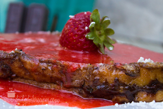 Chocolate French Toast with Strawberry Sauce