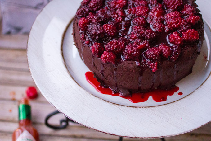 Spicy Dark Chocolate Cake w/Hot Blackberry Syrup and Party Food Tips